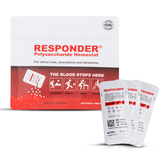 Responder® Hemostatic Powder – Each unit contains three 3g pouches
